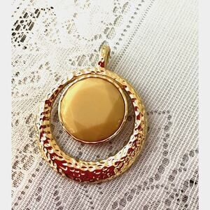 Vintage Pendant for Necklace Gold Hammered Metal
